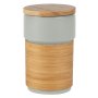 Keramička šolja sa poklopcem i držačem od bambusa, 340 ml - slika 1